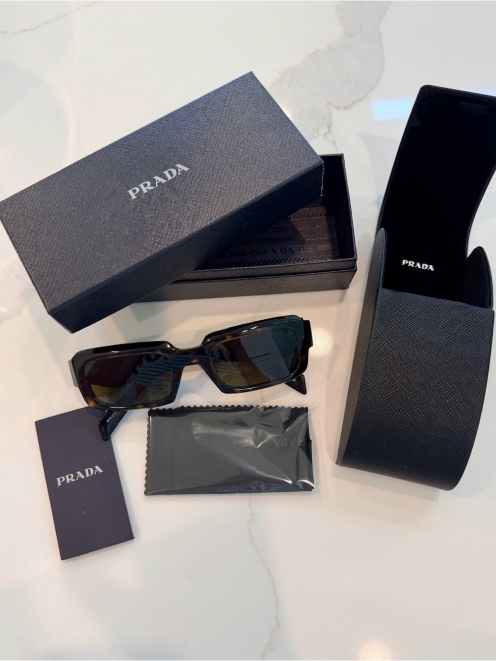 Prada PR 27ZS 54mm Tortoise Rectangular Sunglasses with Case